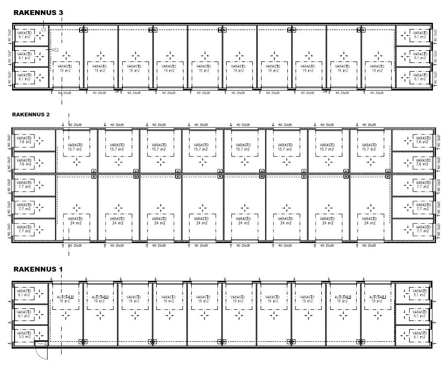 Pohjapiirrokset Kaupunginhaantie 18 Porvoo varastotilat